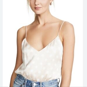 L’Agence 100% Silk Jane Dot-Print Camisole Tank Top, Petal/Ivory